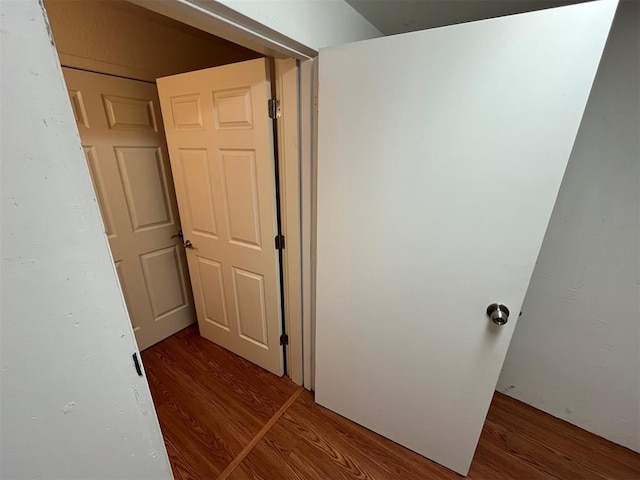 hallway featuring wood-type flooring