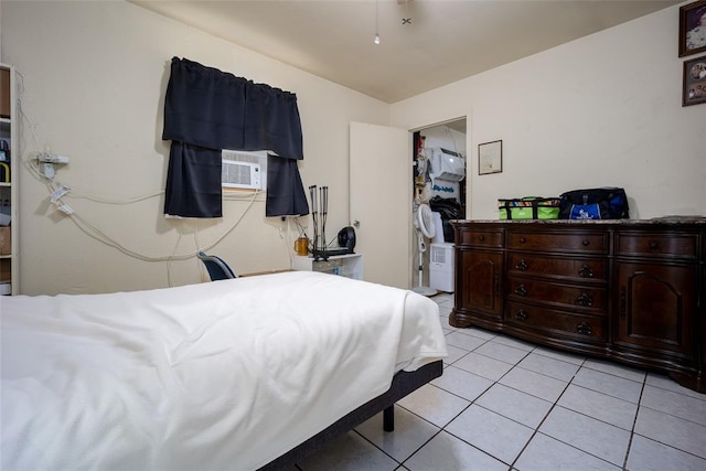 tiled bedroom with cooling unit