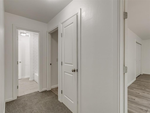 corridor featuring light hardwood / wood-style flooring