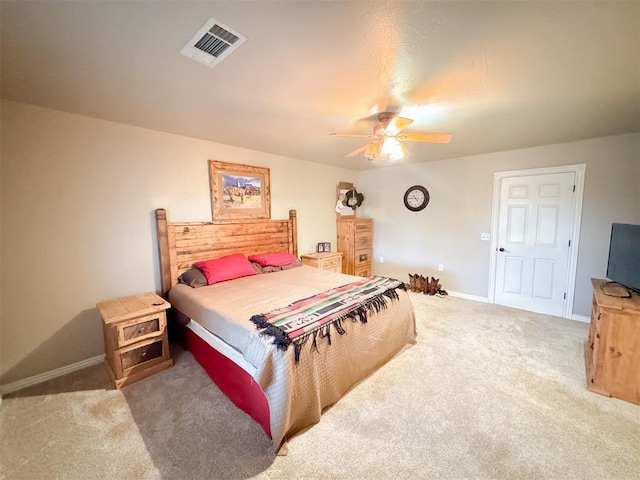 bedroom with carpet and ceiling fan