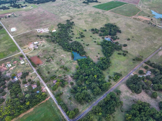 birds eye view of property with a rural view and a water view