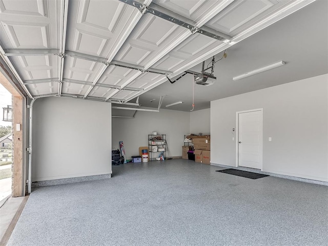 garage with a garage door opener