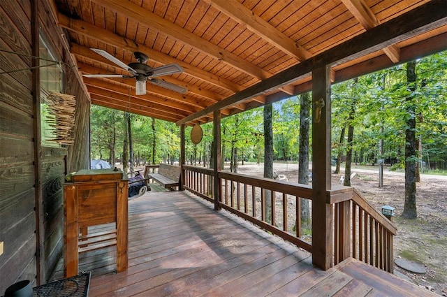 deck featuring ceiling fan