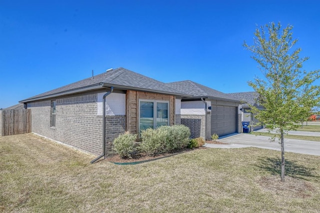 view of property exterior featuring a yard and a garage