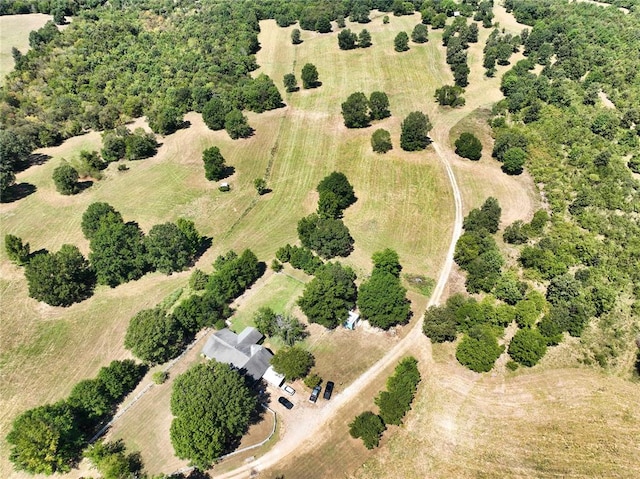 birds eye view of property featuring a rural view