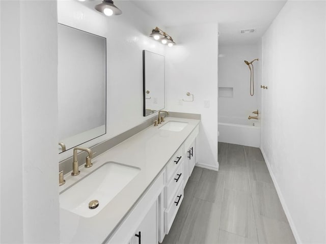 full bathroom featuring shower / tub combination, vanity, and toilet