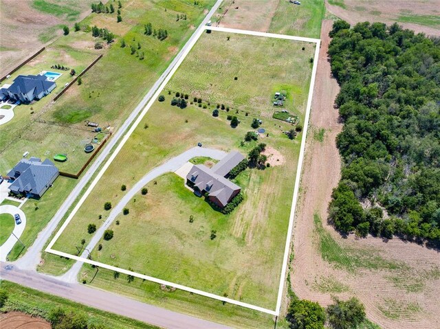 aerial view with a rural view