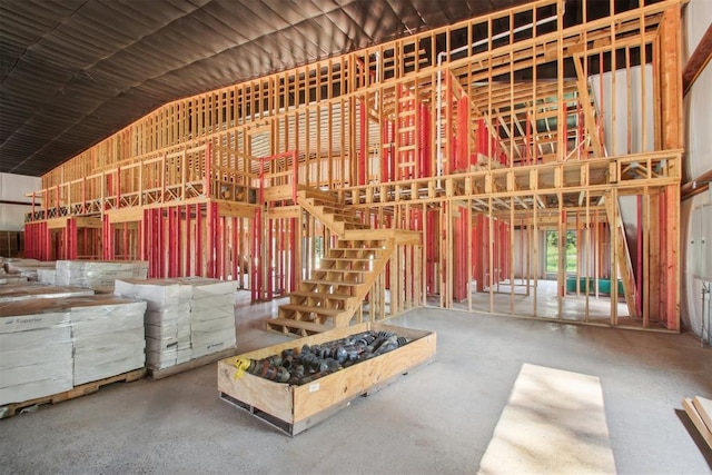 misc room with lofted ceiling