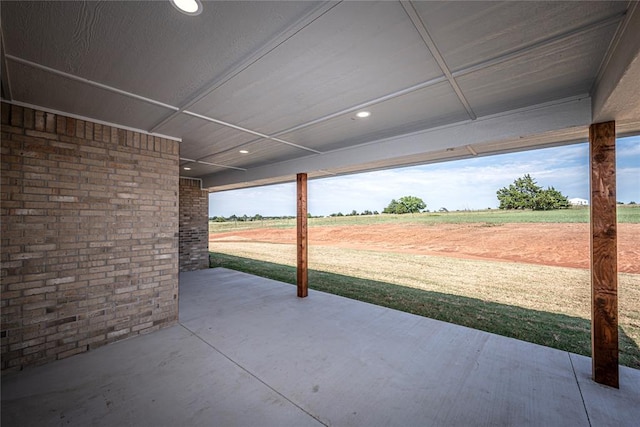 view of patio with a rural view