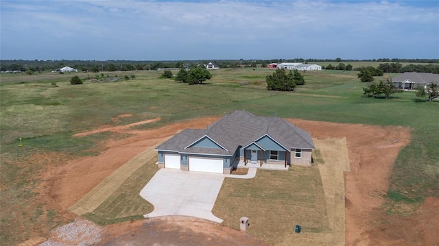 aerial view featuring a rural view