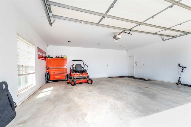 garage with a garage door opener