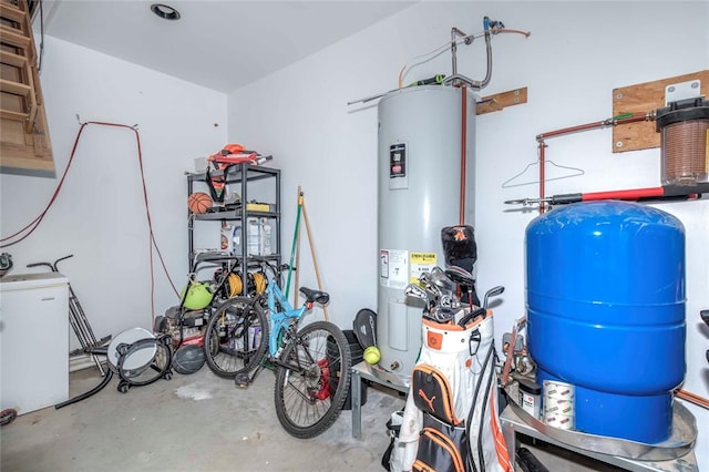 utility room with water heater