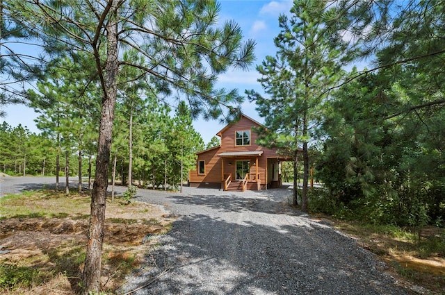 view of log home