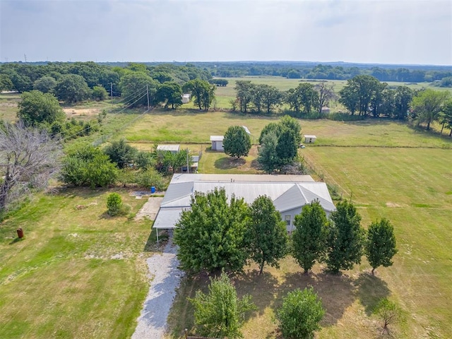 birds eye view of property featuring a rural view