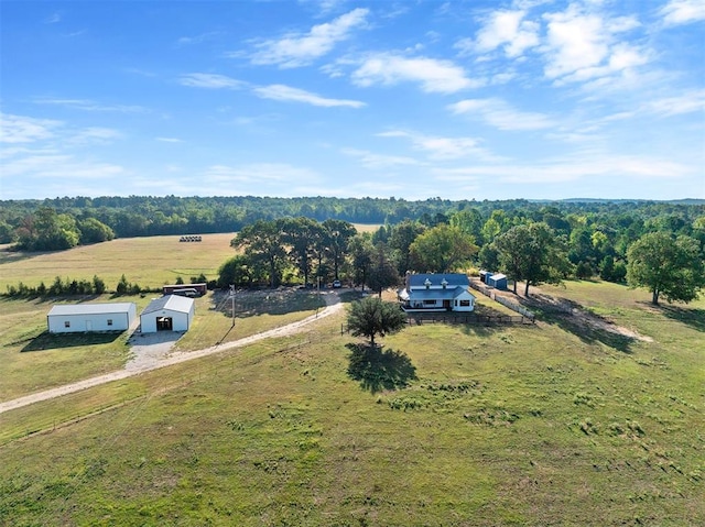 drone / aerial view with a rural view