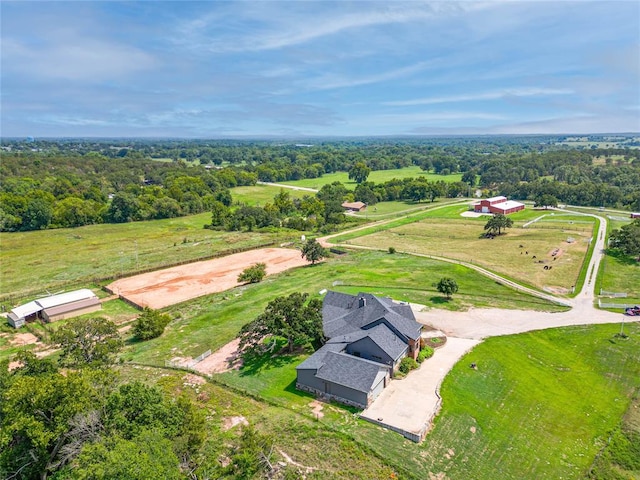 bird's eye view with a rural view