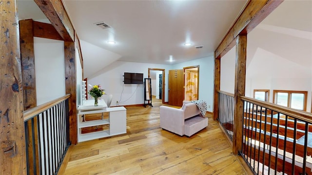 sitting room with light wood-type flooring