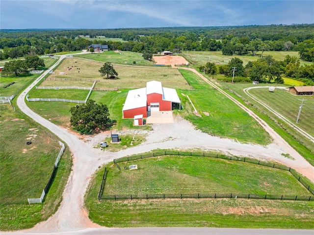 aerial view featuring a rural view