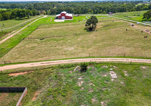 aerial view featuring a rural view