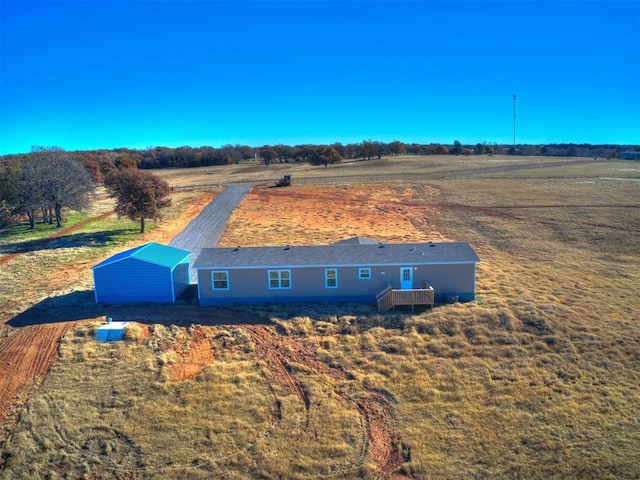 aerial view featuring a rural view