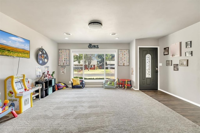 208 S Mockingbird Dr, Altus, OK 73521 - game room featuring baseboards, wood finished floors, and recessed lighting