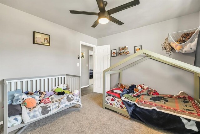 208 S Mockingbird Dr, Altus, OK 73521 - carpeted bedroom featuring ceiling fan
