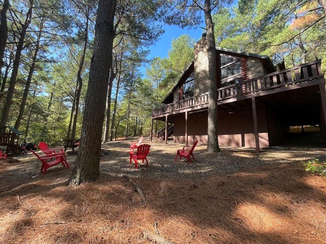 view of yard featuring a deck