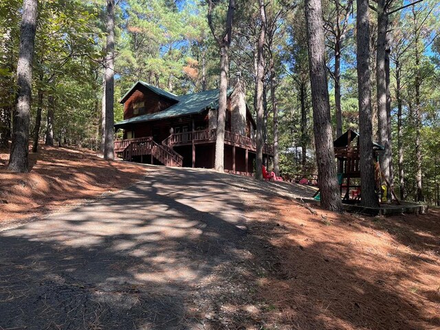 view of home's exterior featuring a deck