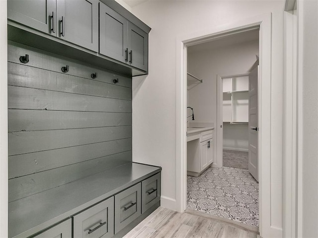 mudroom featuring light hardwood / wood-style flooring