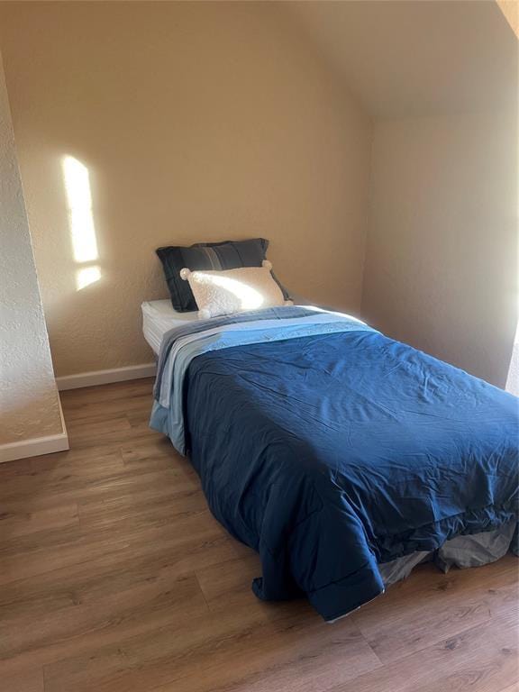 bedroom with hardwood / wood-style flooring