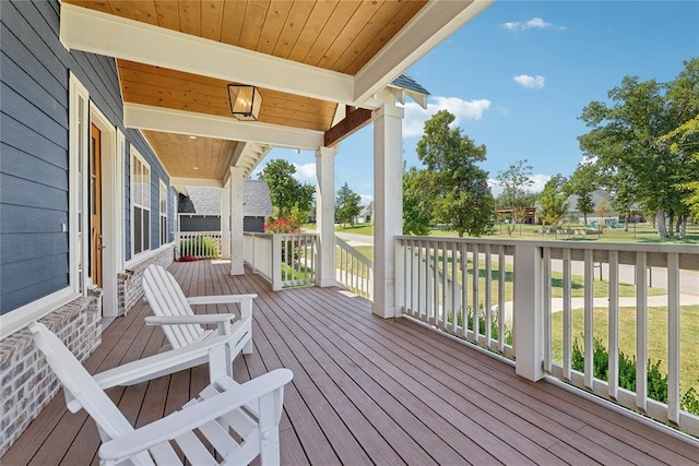 wooden terrace with covered porch