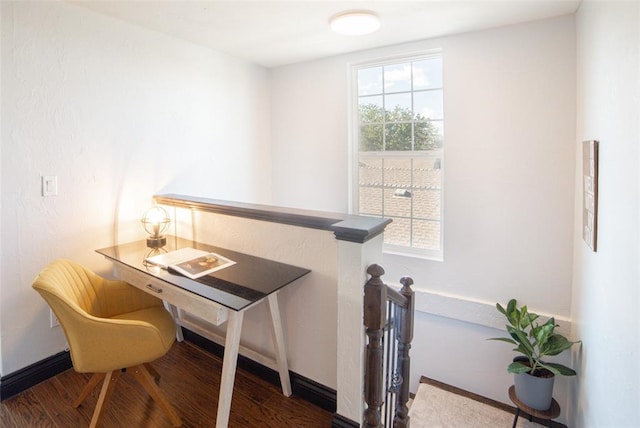 office area featuring dark wood-type flooring