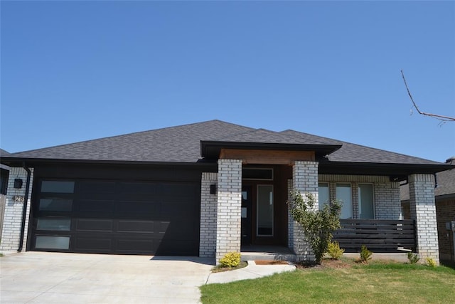 prairie-style home with a garage