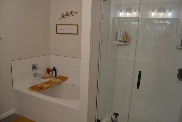 bathroom with plus walk in shower