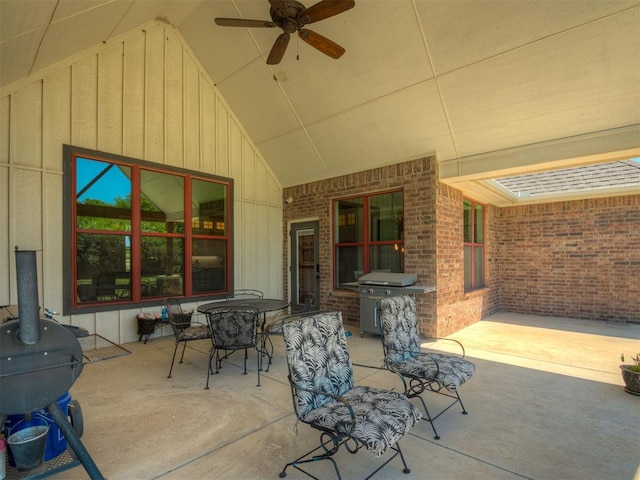 view of patio / terrace featuring ceiling fan and area for grilling