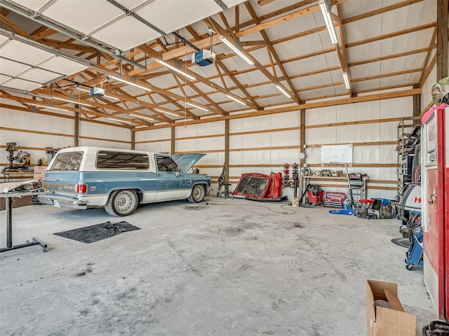 garage with a garage door opener