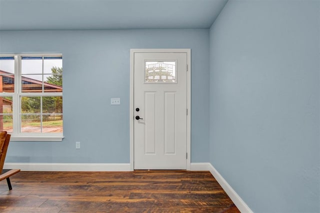 entrance foyer featuring dark hardwood / wood-style floors