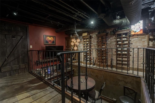 wine cellar with concrete flooring