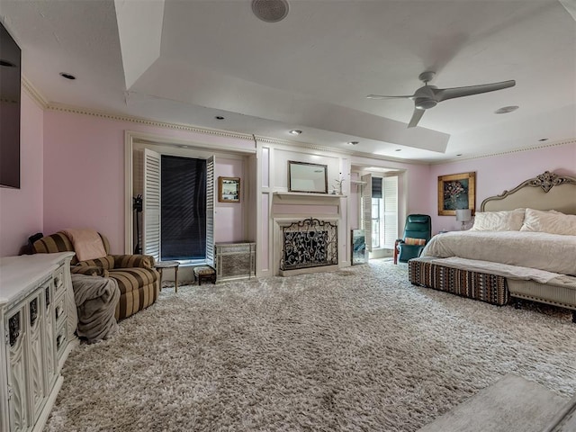 bedroom featuring carpet flooring and ceiling fan