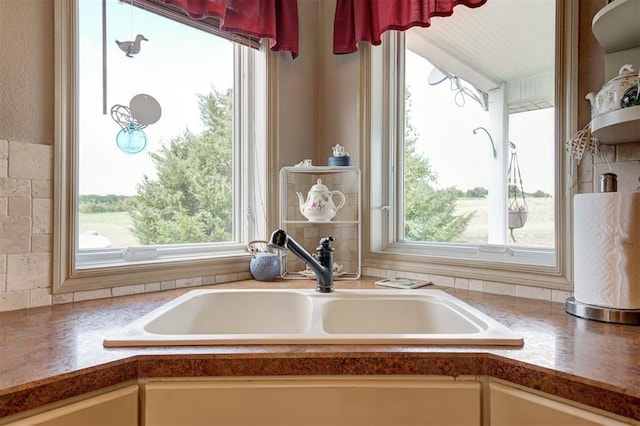 details featuring sink and tasteful backsplash