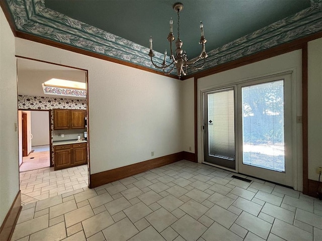 interior space featuring an inviting chandelier