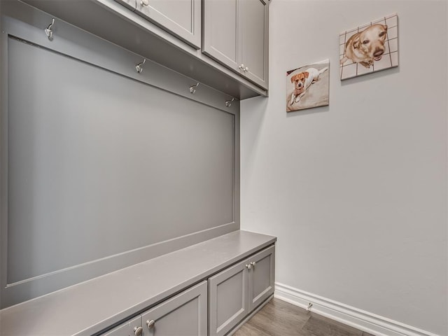 mudroom with hardwood / wood-style floors