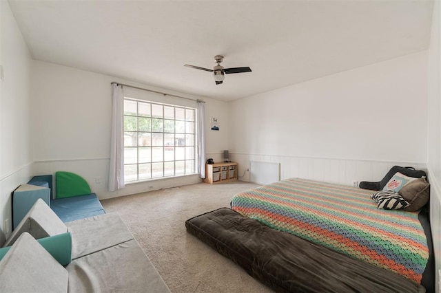 bedroom with carpet floors and ceiling fan