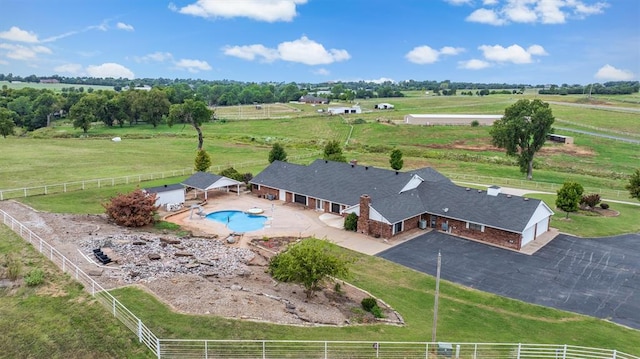 aerial view with a rural view