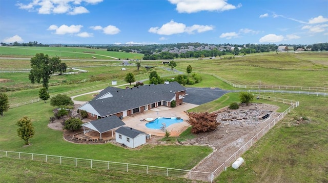 drone / aerial view with a rural view