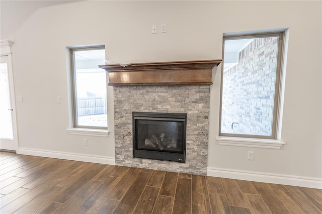 interior details featuring a fireplace