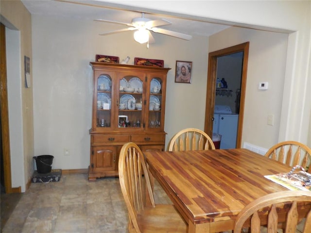 dining area featuring ceiling fan