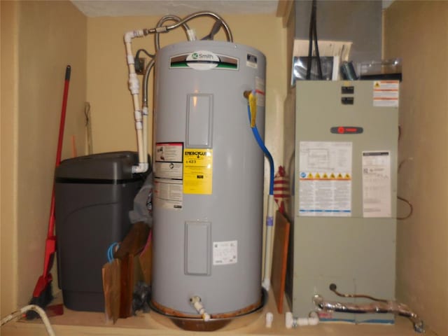 utility room with water heater