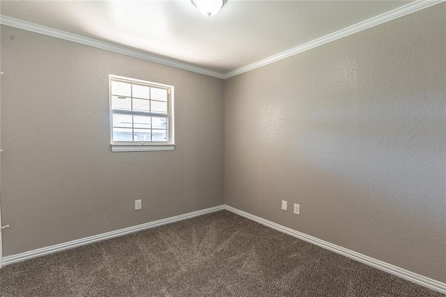 carpeted spare room featuring ornamental molding