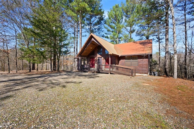 view of log home